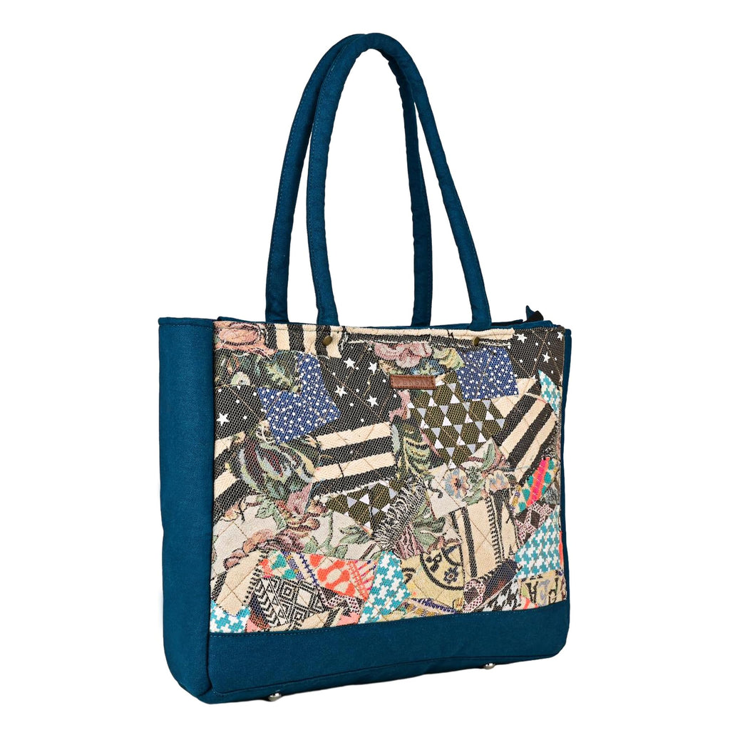 ENSAC Premium Cotton Tote Bag for Women, Stylish Handbag for women with Zip Closure | Fit for Office Bag, College, Travel Use | Handcrafted in India