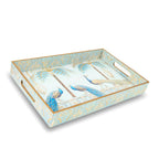 Luxury Peacock Serving Tray – Decorative Wooden Tray, Gold Engraved & Enamel Waterproof Finish, Coffee Table, Dining Room, Kitchen, Party & Home Decor (Majestic Peacock Tray Large)