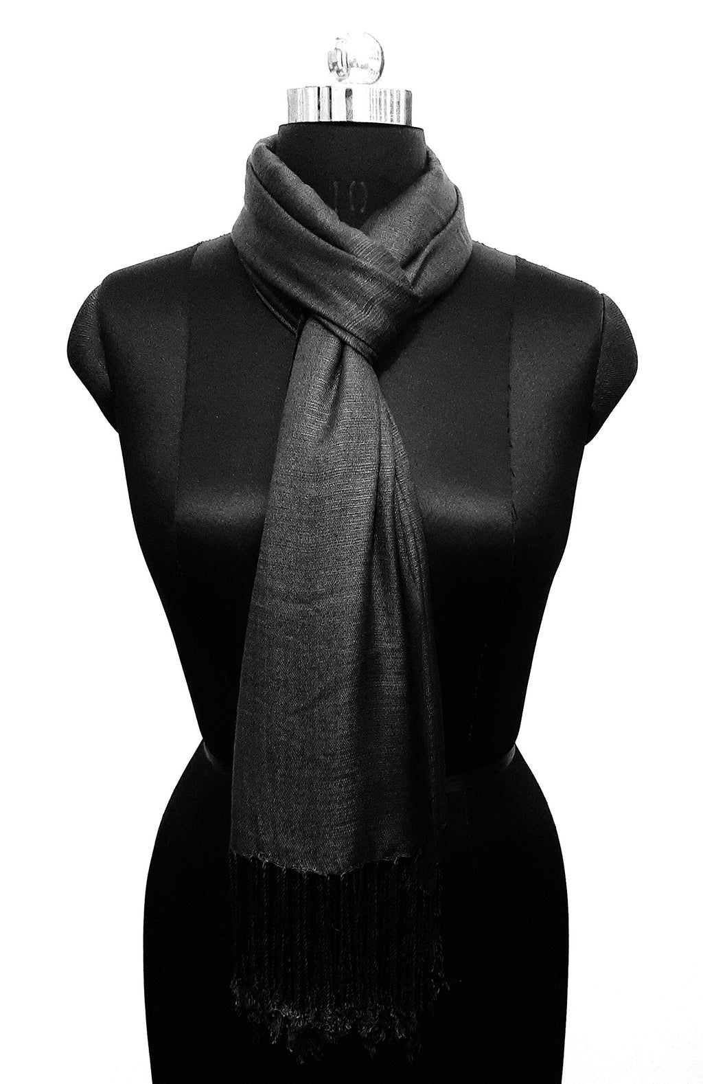 Chandwasia Unisex Viscose Stole Scarf Shawl for Men & Women | Batik Design | Lightweight Summer Wrap | Soft & Breathable Fabric | Black | 28 x 72 Inches | Black