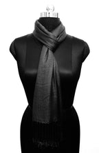 Chandwasia Unisex Viscose Stole Scarf Shawl for Men & Women | Batik Design | Lightweight Summer Wrap | Soft & Breathable Fabric | Black | 28 x 72 Inches | Black