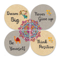 Artvibes Dream Big Quotes Wooden Wall Hanger | Quotes Decor Item | Motivational Wall Decor | Wall Poster | Art Piece | Graphic Art | Gift Items | Office Wall Decoration Items (WH_8407N), Set of 4