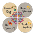 Artvibes Dream Big Quotes Wooden Wall Hanger | Quotes Decor Item | Motivational Wall Decor | Wall Poster | Art Piece | Graphic Art | Gift Items | Office Wall Decoration Items (WH_8407N), Set of 4