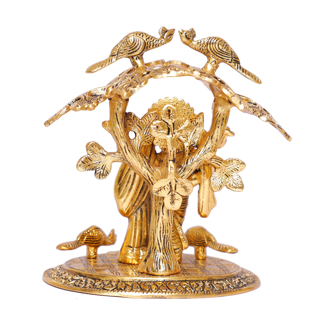 KridayKraft Radha Krishna Standing Playing Flute Under Tree idol Metal Statue Gold Antique Finish for Pooja & Home,Office Decorative,Radha Krishna Murti Showpiece Figurines,Religious idol Gift Article...