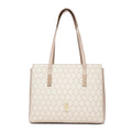 Cia Beige Tote Handbag With Monogram Detail Fits Upto 15 Laptop