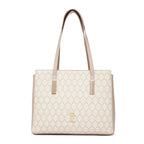 Cia Beige Tote Handbag With Monogram Detail Fits Upto 15 Laptop