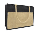 JUTEKA Multicolor spacious Jute Bag with Zipper Closure, Full Size Front Pocket and Large Handles…