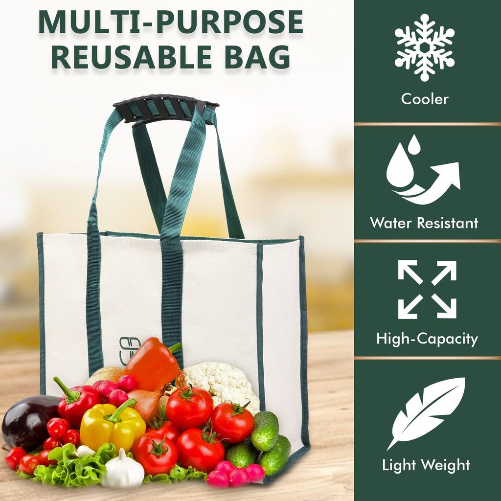BLACKBOXES Big Eco Cotton Canvas Shopping Bags for Carry Milk Grocery Fruits Vegetable with Reinforced Handles jhola Bag - Kitchen Essential (Pack of 1)