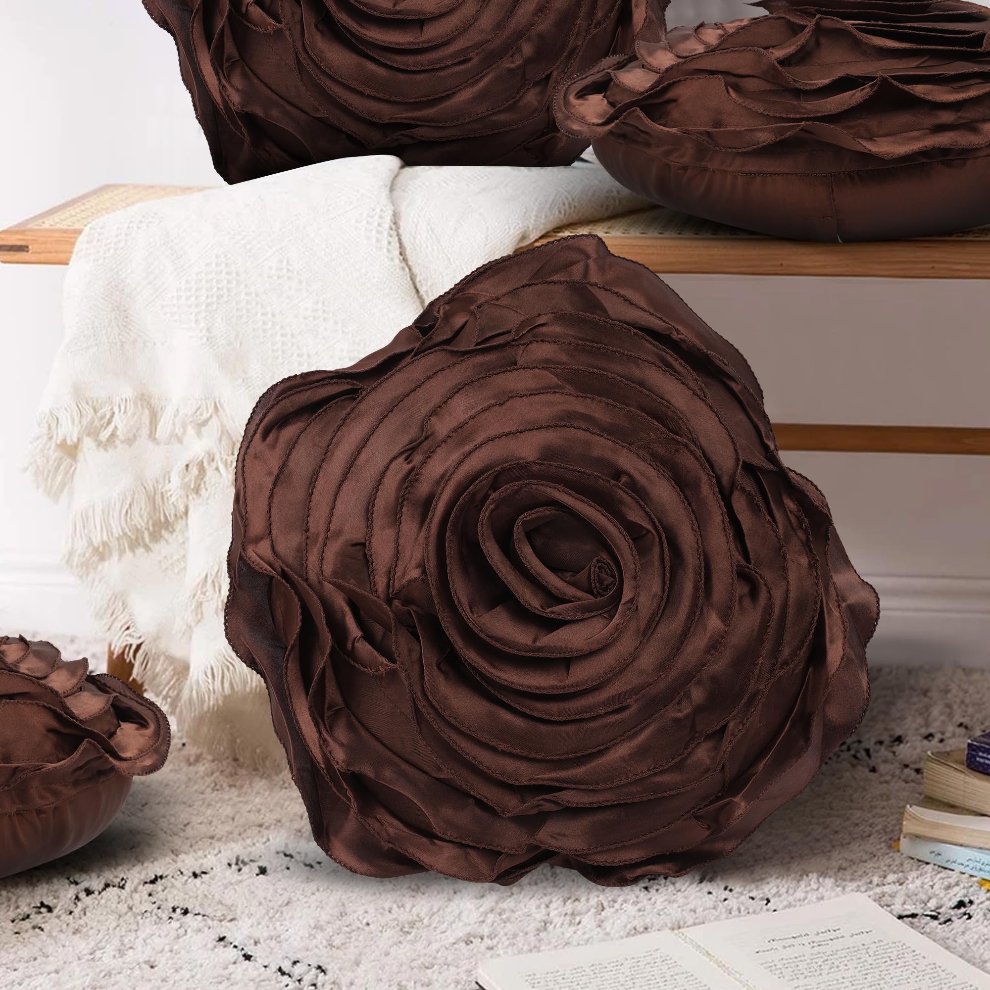 JDX Latest Desighner Cushion Cover for Living Room and Sofa, 8076_Brown,Velvet,250 TC