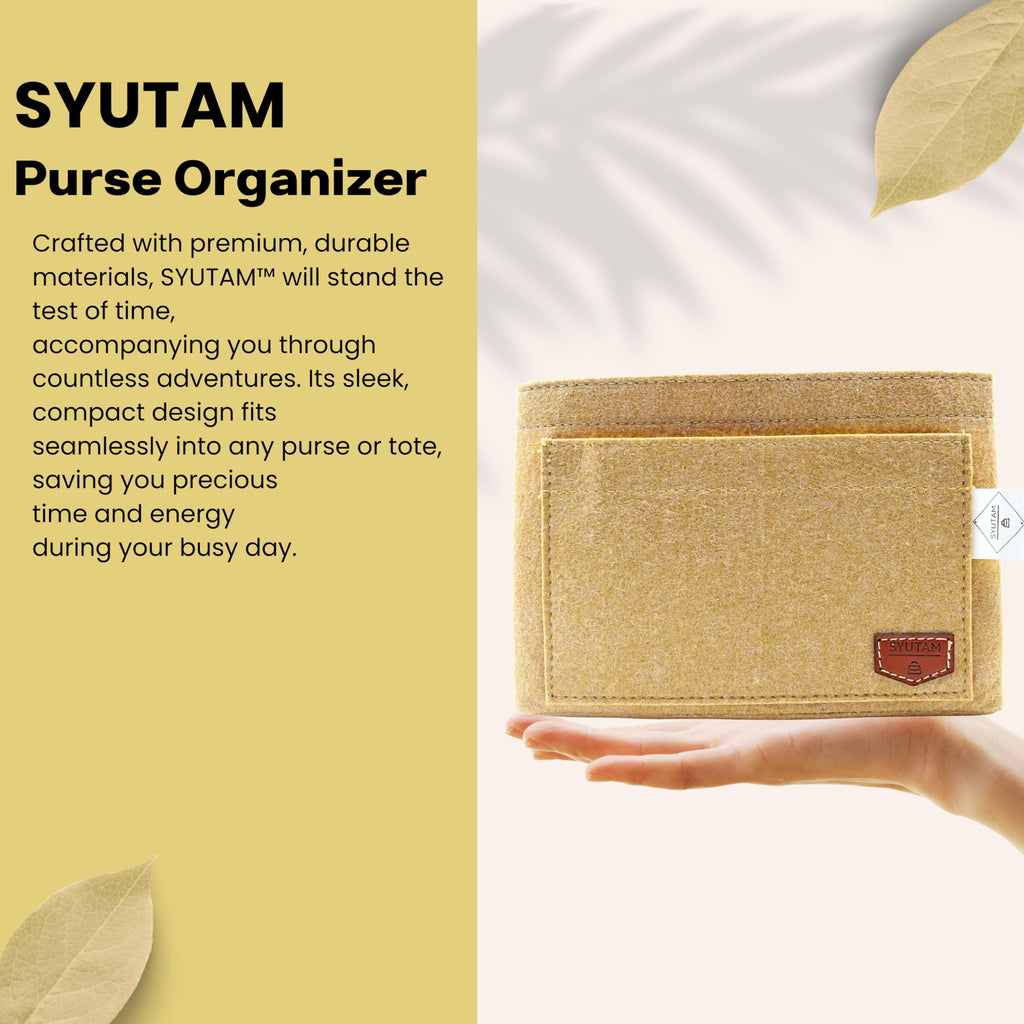 SYUTAM Women Felt Purse Organizer Insert for Ladies Handbag, Tote, Hobo Bag Divider, Multiple Storage Compartment - Beige(13.4x6.7x7.1) inch (X-Large)