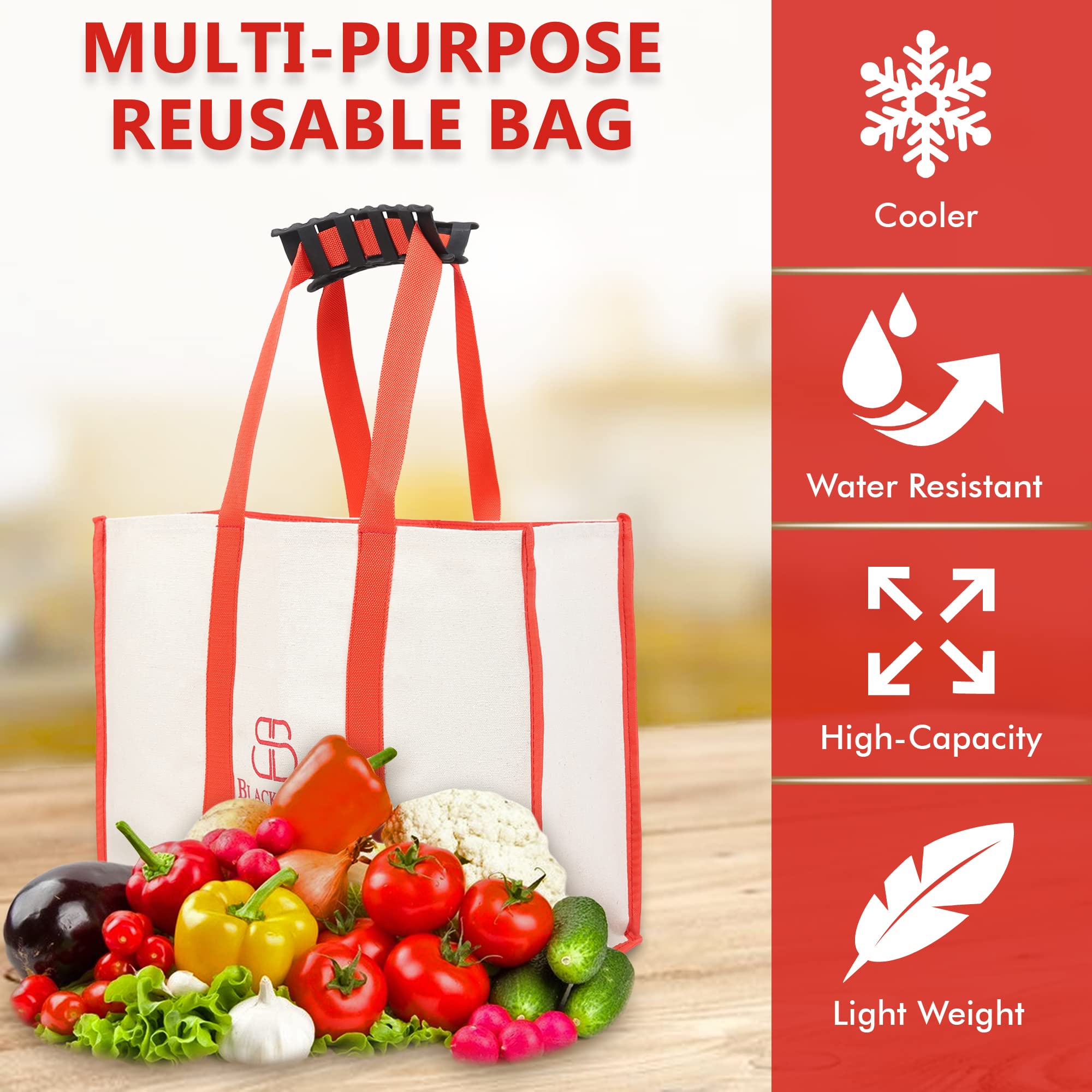 BLACKBOXES Big Eco Cotton Canvas Shopping Bags for Carry Milk Grocery Fruits Vegetable with Reinforced Handles jhola Bag - Kitchen Essential