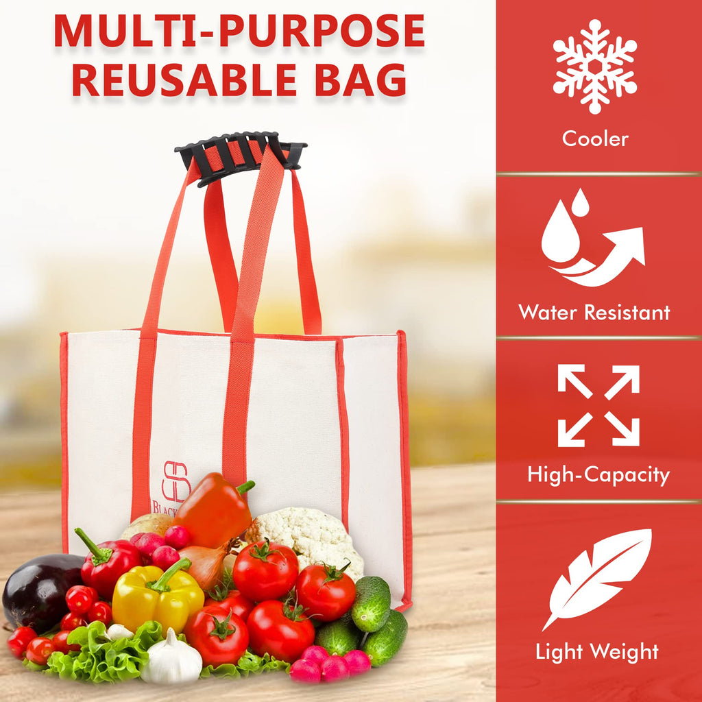 BLACKBOXES Big Eco Cotton Canvas Shopping Bags for Carry Milk Grocery Fruits Vegetable with Reinforced Handles jhola Bag - Kitchen Essential