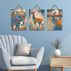 Artvibes Nature Theme for Decoration Wooden Art Decoration Item for Living Room | Room Wall Art | Modern Decor Artwork | Living Room | Cafe | Wall Illustrations | Gift Items (WH_96102N), Set of 3