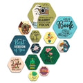 Artvibes Life is Like a Book Decorative Hexagon Shape MDF Wooden Wall Hanging | Quotes Decor Item | Wall Accent | Office Decor | Inspirational Quotes Wall Art | Wall Decoration (WPS_210N), Set of 13