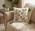 Furnistitchs Handmade Tufted Boho Cushion Covers 12x12 Inches | Embroidered Sofa Pillow Cases | Rustic Bohemian Decorative Throw Cushions for Couch Bedroom Living Room (5, Navy Aster)