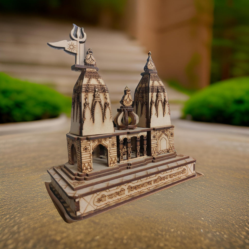 Shri Kashi Vishwanath Temple 3D Wooden Model – Premium Handmade Souvenir for Home Decoration and Spiritual Spaces-Home Decor Or Showpiece- 6 Inch Height