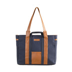 Urban Space Women Tote Bag | Canvas Handbag with Zip closure | Tote Bag for Office | Handcrafted Ladies Shoulder Purse for Office | Laptop bag | Padded Laptop space For Upto 16 - Navy blue