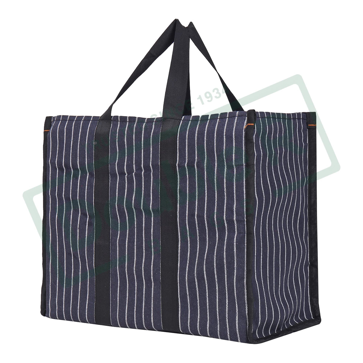 DOUBLE R BAGS Big Eco Cotton Canvas Shopping Bag | Navy Jhola Bag for Milk, Grocery, Fruits & Vegetables | Reinforced Handles | 43×21×35.5 cm | 1 Compartment Kitchen Essential (Pack of 1)