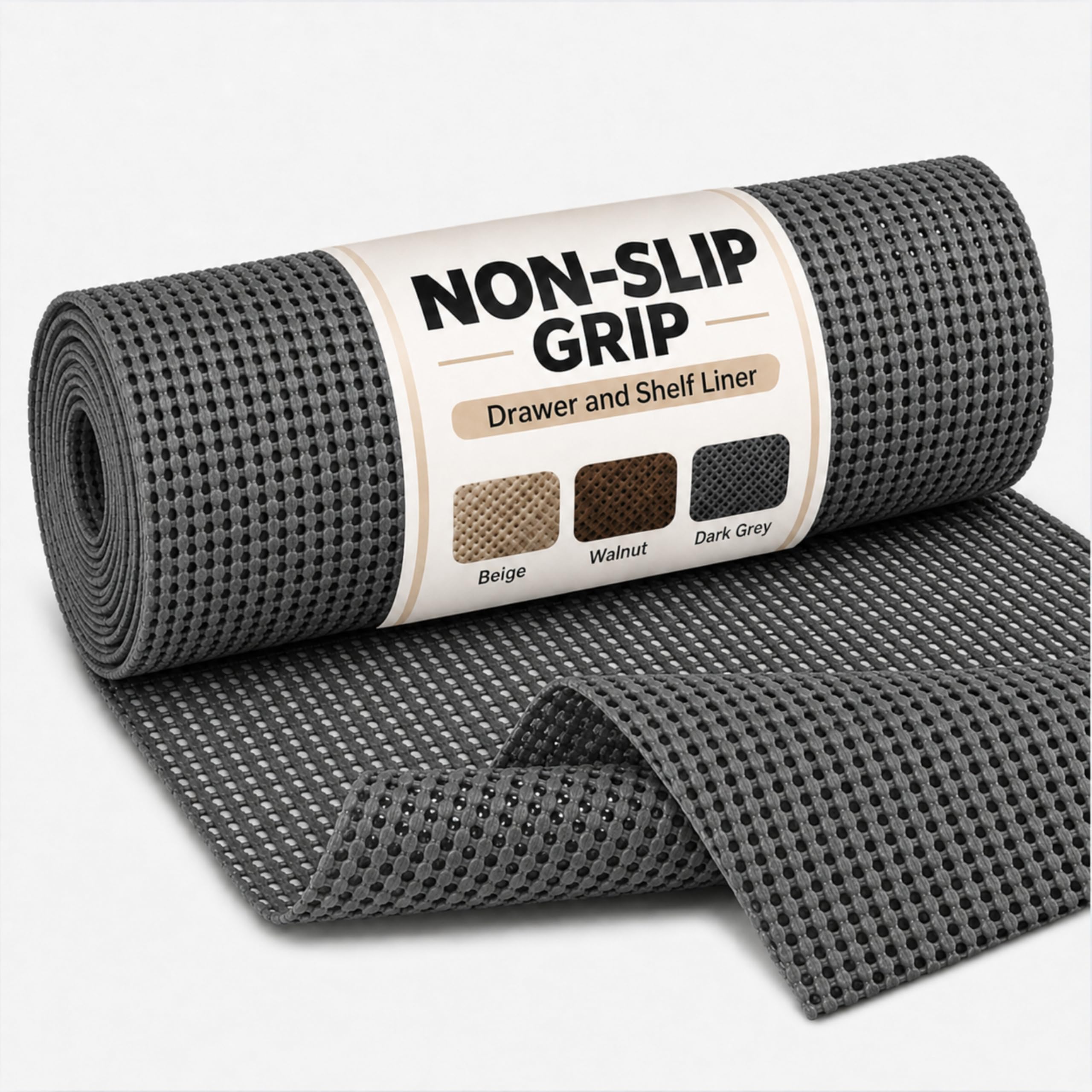 Ash & Roh® - Anti Slip Drawer Mat for Shelf and Shelves, Strong and Durable Non-Adhesive Grip Liner Mat for Bedroom Wardrobe Cabinet and Kitchen Place mats (Gray (30x500)) Kafalo