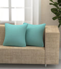 Yellow Weaves Cotton 250 TC Canvas Decorative Cushion Covers, (16 X 16 Inches), Set Of 2, Powder Blue