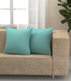 Yellow Weaves Cotton 250 TC Canvas Decorative Cushion Covers, (16 X 16 Inches), Set Of 2, Powder Blue