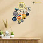 Artvibes Think Big Hexagon Shape MDF Wooden Wall Decor Items | Quotes Decor Item | Motivational Wall Decor | Wall Accent | Graphic Art | Gift Items | Office Wall Decoration Items (WPS_222N), Set of 13