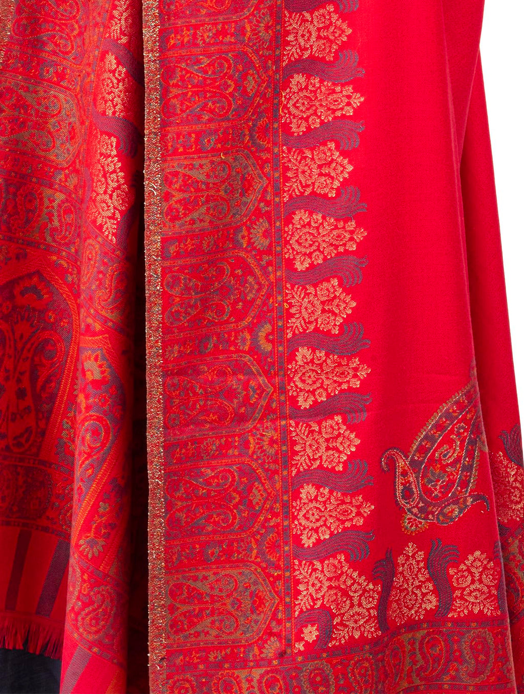 Naureen Women Faux Pashmina Kani Zari Shawl, Warm and Soft, 40x80 inch