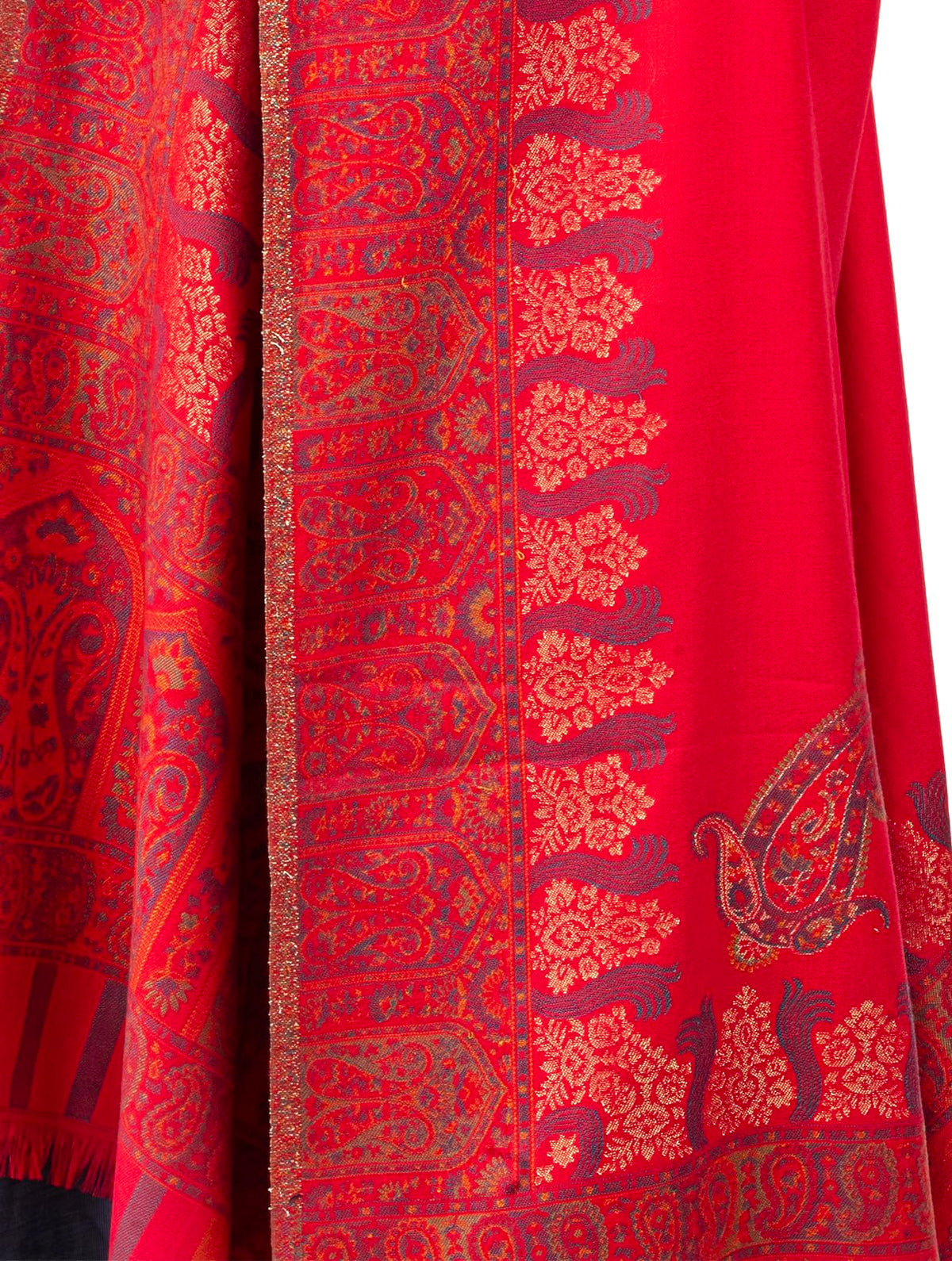 Naureen Women Faux Pashmina Kani Zari Shawl, Warm and Soft, 40x80 inch