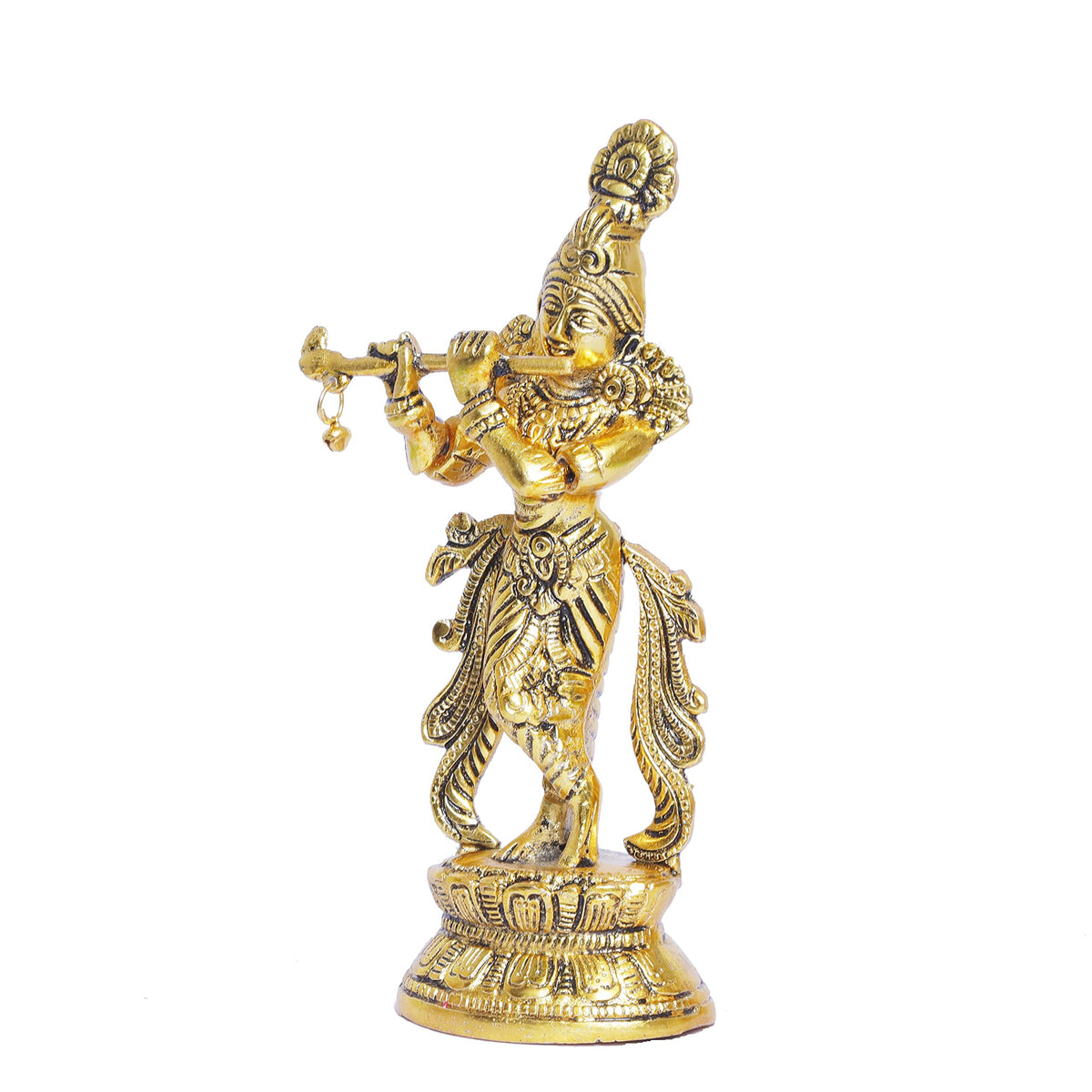 KridayKraft Lord Krishna Metal Statue,Krishna Murti Playing Flute for Temple Pooja,Decor Your Home,Office & Gift Your Relatives,Showpiece Figurines,Religious Idol,Gift Article...