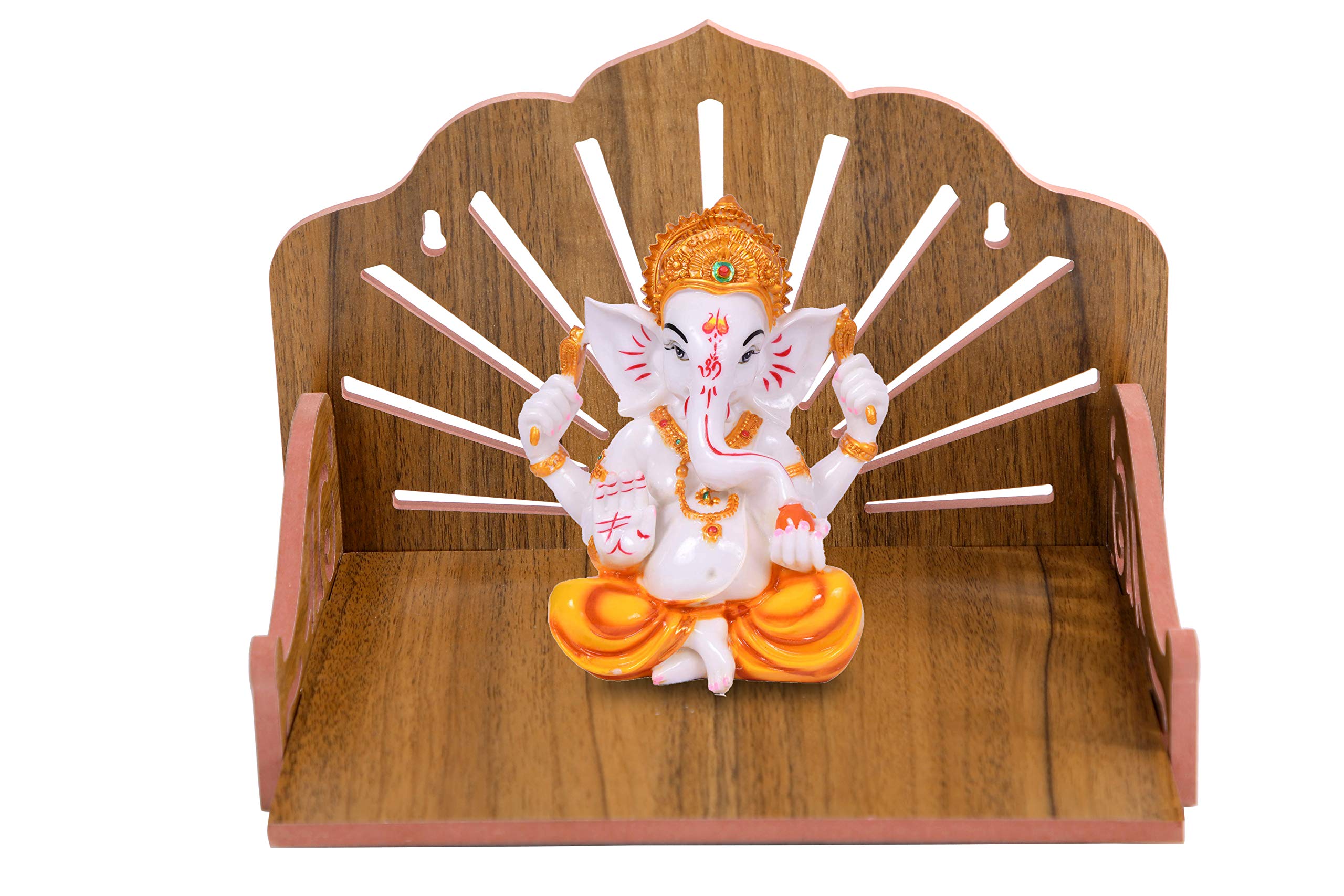 VJ SONS Art and Craft Wooden Temple Beautiful Plywood Mandir Pooja Room Home Decor Office OR Home Temple (Brown)