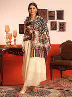 Pashmoda Women Naqshkaar Fine Wool Fabric Pashmina Kalamkari Embroidered Shawl (Size: 40x80in, 101x203cm) KAS12