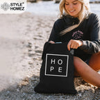 Style Homez Classic Eco-Friendly & Reusable Cotton Canvas Grocery Tote Bag, Medium Size 16 x 14 Inch Black Color (HOPE)