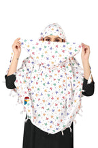 PRACHARAN Cotton Innovative Stylish Colorful Leaf Printed Pattern Fancy Scarf With Sun Protection Cover Face Cotton Driving Scarf For Women's And Girls For Female, White