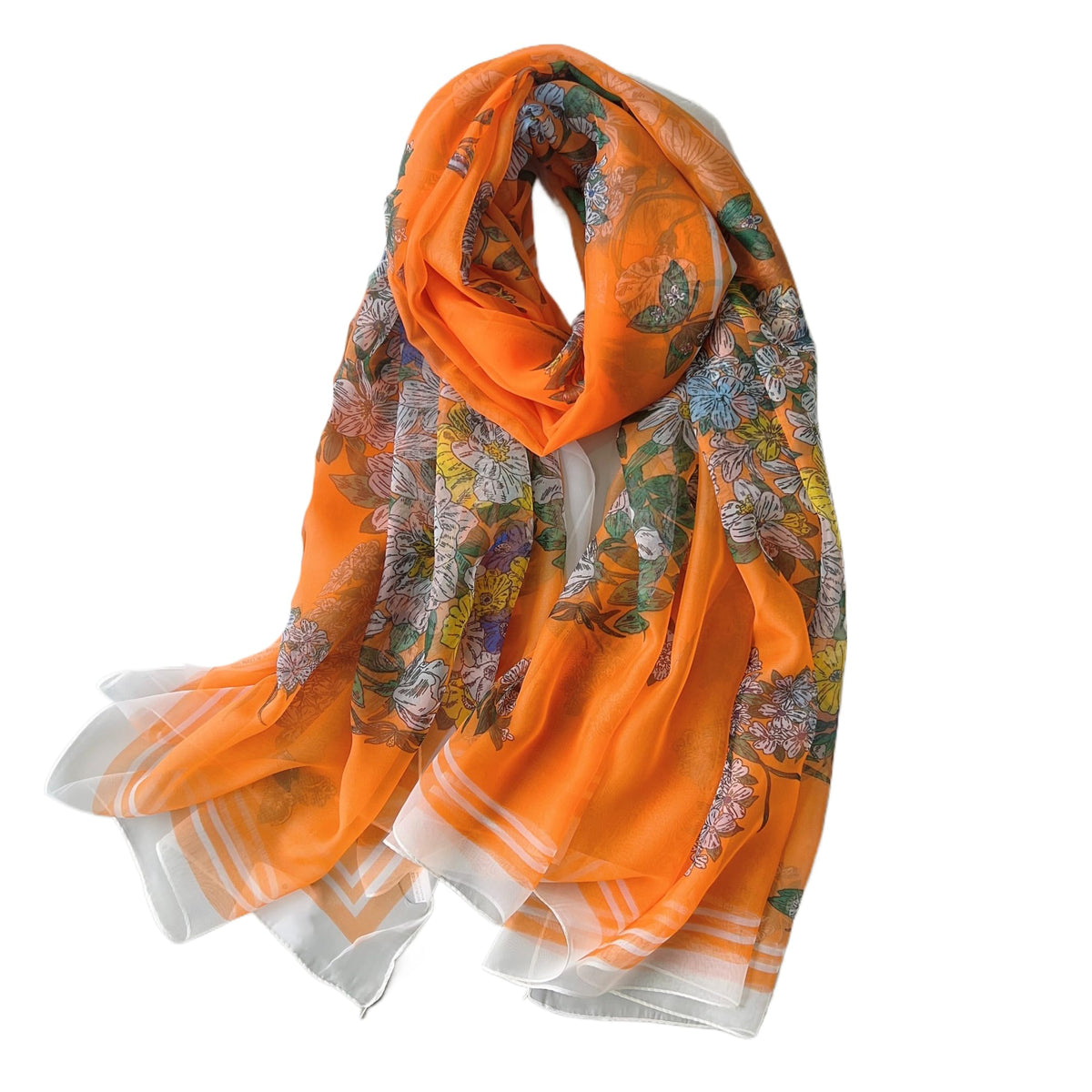 CrossKulture Scarf Stole for Women - 185 x 135 cm Chiffon Scarf with Floral Print | Lightweight Soft Stole for Girls | Satin Feel Neck Wrap | Women Accessory (Colour32)