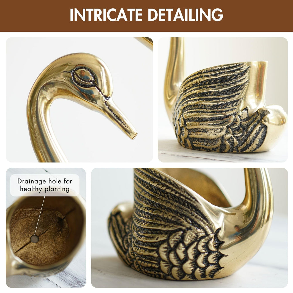 BEHOMA Pair of Swan Candle Holder with Giftbox for Home Decor, Gold