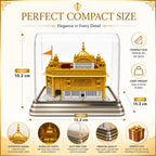 the blur shop Sacred Shimmer Golden Temple Replica with LED Lights (4×6 Inches) | Mini Harmandir Sahib Showpiece with Transparent Display Case | Spiritual Home Décor & Premium Religious Gift