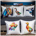 Vendola Decorative Satin Sofa Cushion Covers Set of 5, 16 inch x 16 inch, Sofa Pillow Cover, Ethnic Festive, Multicolor, Animal Design, Zipper Closure (Herds, 16X16 Inches)