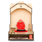 Townside® Moksha Temple Wooden Pooja Mandir for Home & Office, Puja Stand for Floor & Wall with LED Light (H: 20, L: 12, W: 12 inches) Traditional Beige