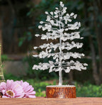 Hindcraft Clear Quartz Crystal Tree Home Decor Showpieces for Good Luck Money Crystal Tree Gift Items Office Bedroom Decor Wedding Gift, Silver Wire, 10 inch