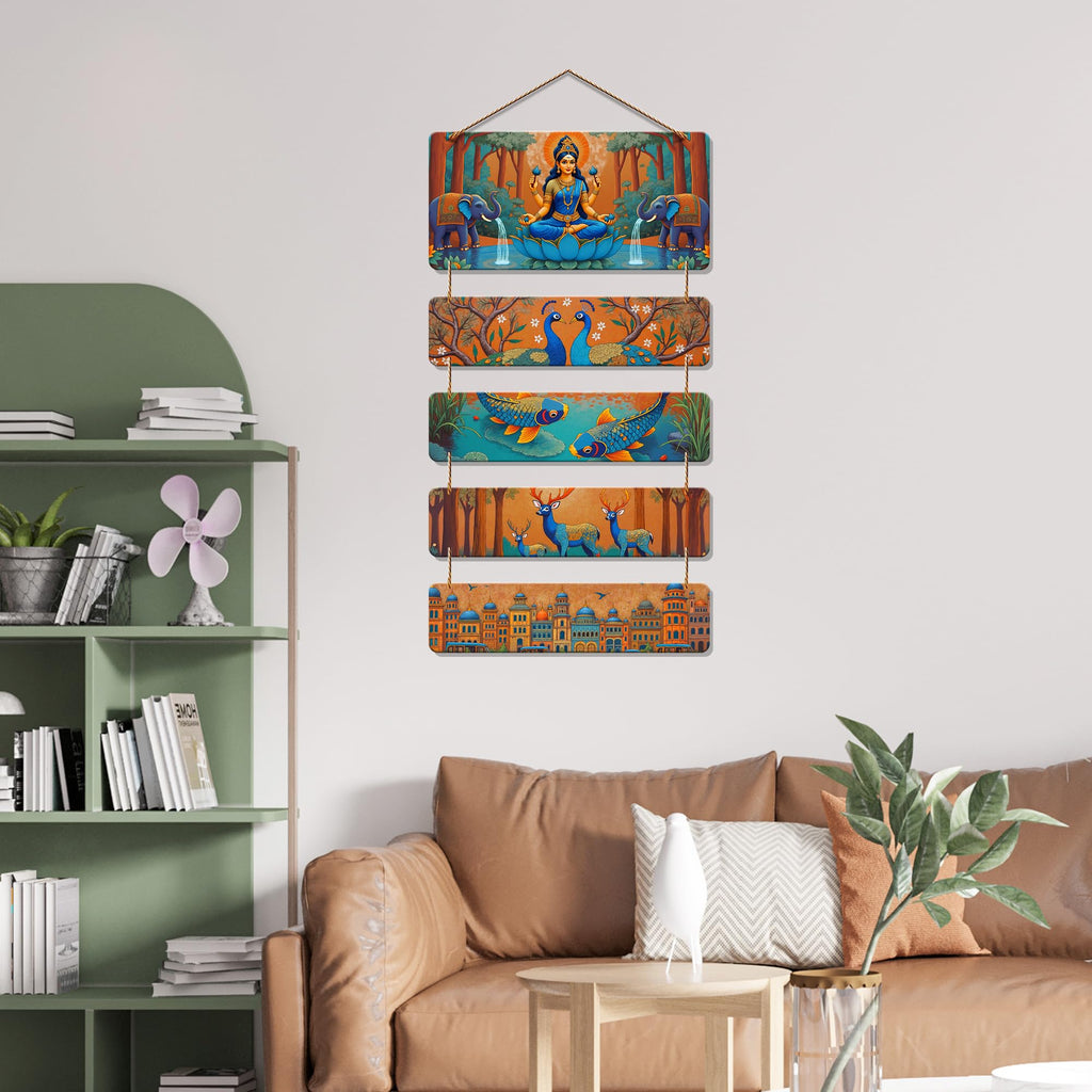 Artvibes Shri Lakshmiji & Divine Nature Wall Hanging Home Decorative Wall Art for Living room | Spiritual Decor Items | Wall Sculpture | Signs & Plaques| Stylish Modern Decor Item | Gift (WH_6730N)