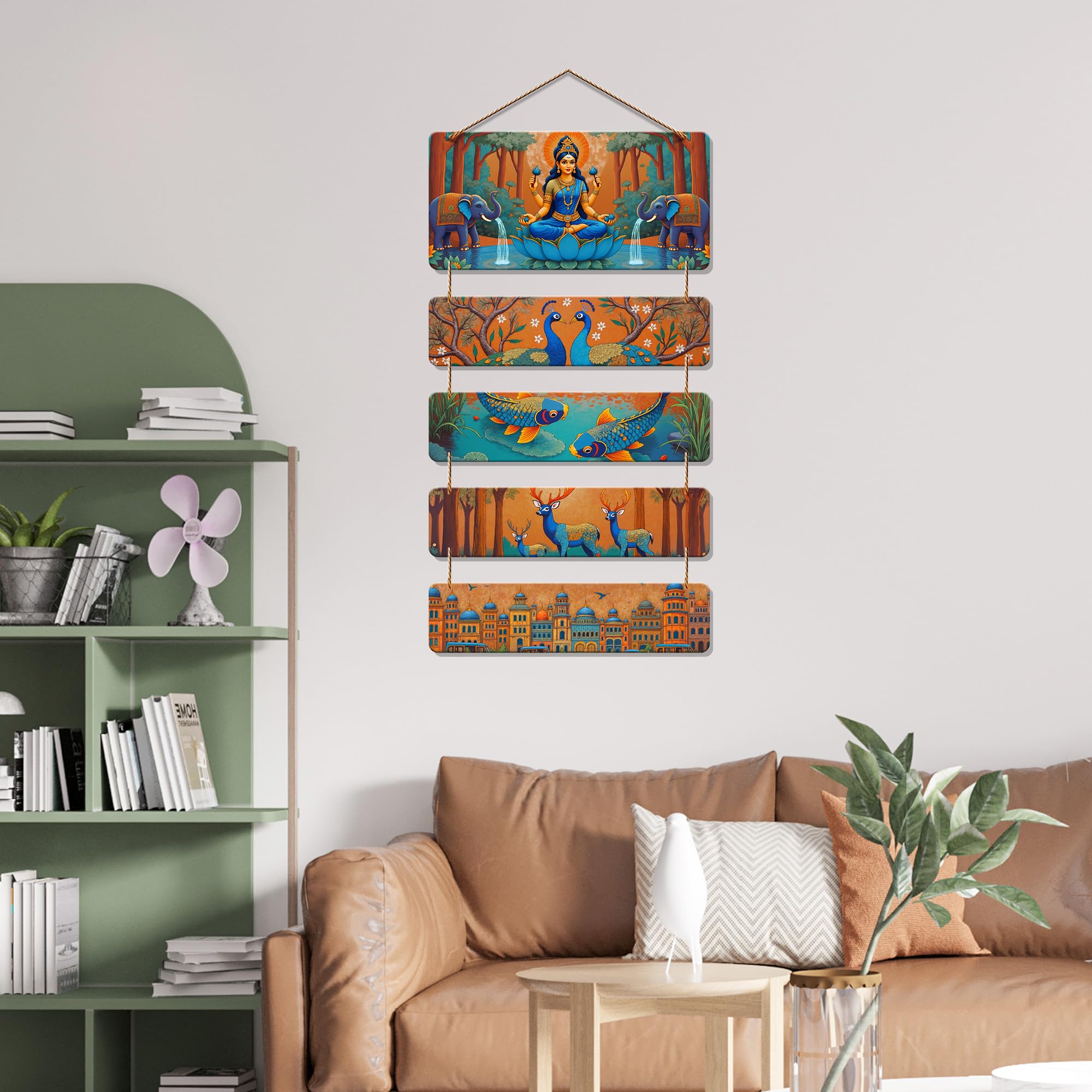 Artvibes Shri Lakshmiji & Divine Nature Wall Hanging Home Decorative Wall Art for Living room | Spiritual Decor Items | Wall Sculpture | Signs & Plaques| Stylish Modern Decor Item | Gift (WH_6730N)