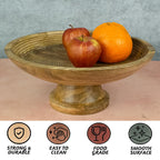 Saleberate Wood Fruit Bowl or Decorative Pedestal Bowl for Table Décor, for Kitchen Counter, Detachable Base,12-inch Large Bowls,Mango Wood (Brown)