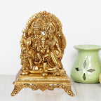 SVARUP Brass Shiva Parvati Shiv Parivar Shankar Bhagwan Ganesh Family Murti Idol Statue Sculpture Gold Color Height 12 Inches 1 Pcs