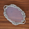 Decorative Fiber Tray with Metal Floral Border, 25 cm Diameter