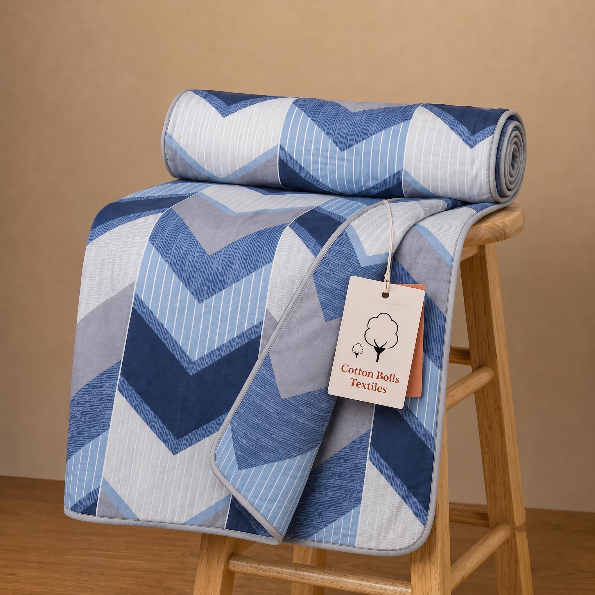 Cotton Bolls Textiles Glace Cotton Single Bed Blanket/AC Dohar | Ultra Soft, Lightweight & Breathable Blanket | Reversible All Season Dohar for Single Bed | Cozy Comforter | 230 x 140 cm Kafalo