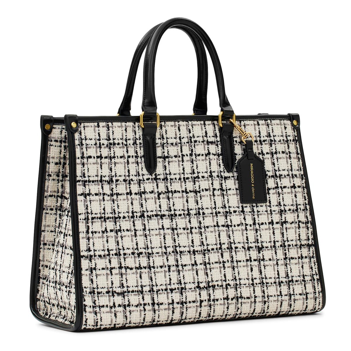 Miraggio Womens Denice Tweed Large Sized Tote Bag With Adjustable & Detachable Sling Strap And Top Handles | Fits Upto 16 Laptop | Tote Bags for Women For Office Use, Work, Tweed White