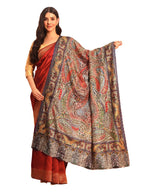 Pashmoda Women Rangmehal Fine Wool Fabric Pashmina Kalamkari Embroidered Shawl (Size: 40x80in, 101x203cm) KAS16
