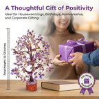 Gurram Natural Amethyst Crystal Tree of Life - 10-12 Handcrafted Gemstone Money Tree with Wooden Base - Spiritual Reiki Healing Decor, Positive Energy Gift for Housewarming, Birthdays & Office - Decorative Feng Shui Ornament (Amethyst Crystal Tree)