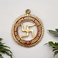 KridayKraft Gayatri Mantra with Swastik Wall Hanging in Metal for Home Decor,Metal Handicraft Swastic Gayatri Mantra Wall/Door Hanging Religious Handicraft 5.5 Inches 100 Grams 1 Piece