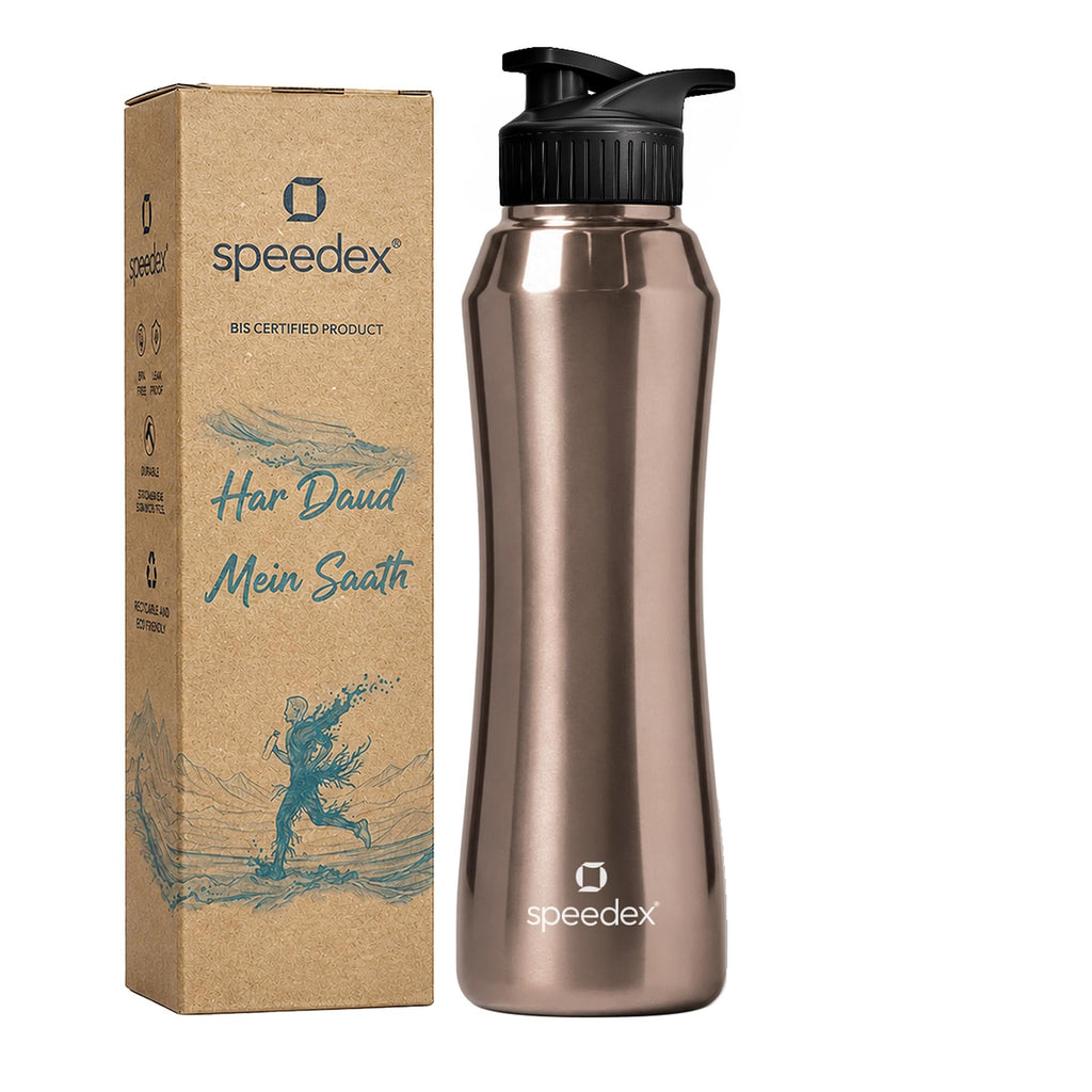 Speedex Stainless Steel Water Bottle 1 Ltr, Leak Proof Sipper Cap, BIS Approved 1000 ml Metal Bottle For Daily, Office, School, Gym, Travel Use for Men, Women, Kids, Adults, Copper Gold, Set of 1