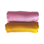 ABZURA Premium Muna Satin Scarf | Soft, Shiny & Stylish | Pack of 2 | 200 cm x 70 cm (Mustard & Rose Pink)